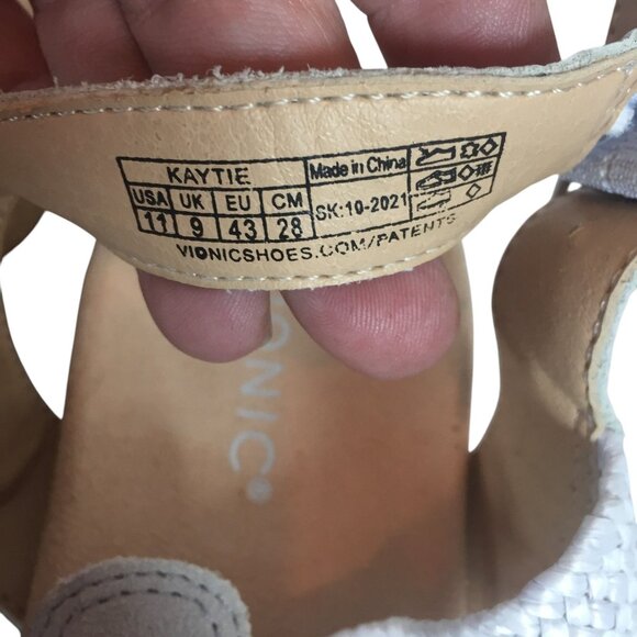 Vionic Womens Kaytie Wedge Sandals Tan & White Size 11 Cork Sole - Picture 7 of 9